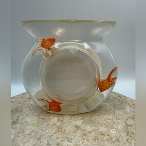 Vintage Lucite Fish Bowl Goldfish Photo Frame Retro 90s Resin plastic